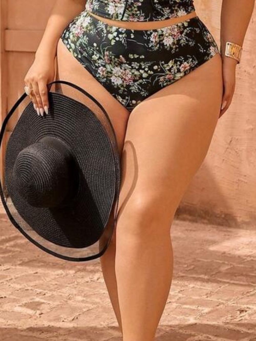 🌿5/$25 SHEIN Plus Size High-Waist Floral Bikini Bottom